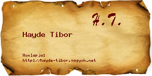 Hayde Tibor névjegykártya